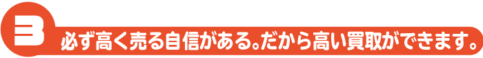 必ず高く売る自信がある。だから高い買取ができます。